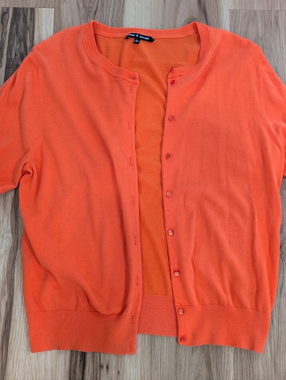 Cable & Gauge Coral Button Down Cardigan Sweater GUC Sz XL fit similar to a M